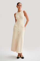 Robe midi boutonnée côtelée Elaine